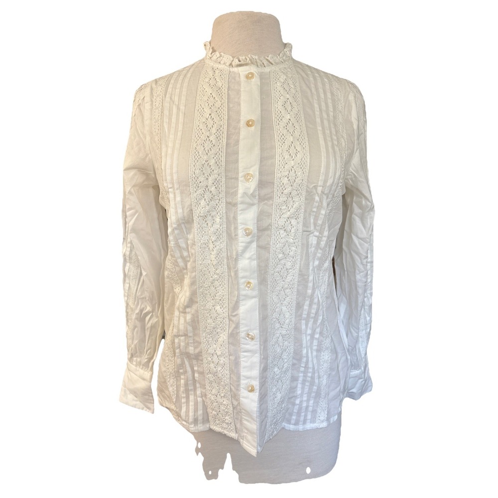 NWT Calypso St Barth Womens S Eyelet Embroidered ‎  Button Down Shirt Top Ivory